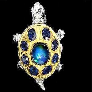 Genuine Black Opal Sapphire Ring